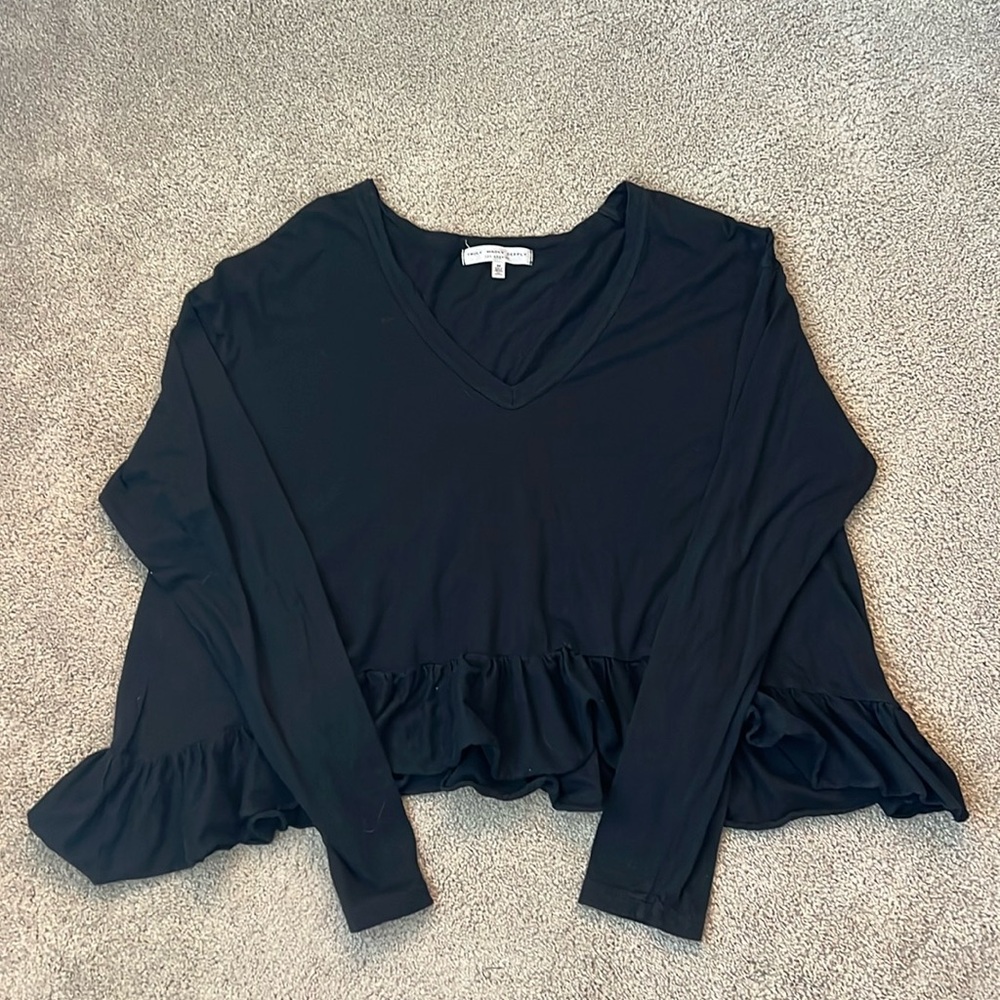 UO Truly Madly Deeply Peplum V-Neck Long Sleeve